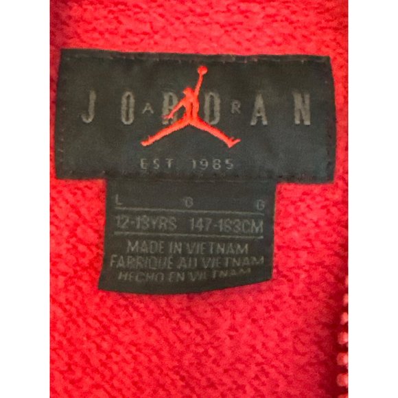Jordan Air EST 1985 Red and Black Boys Long Sleeve Hoodie Cotton Polyester Blend - Picture 5 of 12